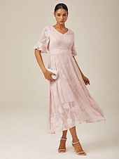 cheap Cocktail Dress-Women&#039;s Maxi Dress Cocktail Dress Wedding Guest Dress Semi Formal Dress A Line Dress Elegant Work Birthday Flutter Sleeve Wedding Guest Cocktail Party Formal Evening Regular Fit Solid Color Plain