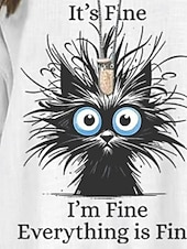 preiswerte Tiere Tops-Damen Bluse Grafik Buchstabe Aktiv Täglich Langarm V Ausschnitt Normale Oberteile Täglich Druck Weiß Sommer Frühling