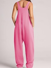 economico tute formali-tuta salopette normale da donna streetwear tinta unita senza maniche scollo a V tasche per uscire fine settimana vestibilità regolare nero verde chiaro rosa estate