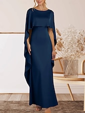abordables Robes de Soirée-Sirène / Trompette Robe de Soirée Élégant Robe Formel Soirée Longueur au sol Sans manches Col ras du cou Crêpe Extensible avec Volants 2025