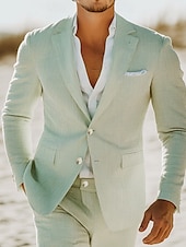 abordables Costumes décontractés-Pour des hommes Mariage à la plage Costumes Champagne Bleu Ciel Léger Rayé Coupe Standard 2 pièces Simple Boutonnage Deux Boutons