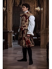 preiswerte Outfits-Mittelalterlich Renaissance Outfits Prinz Keltischer Ritter Herren königlich Halloween Karneval Maskerade Leistung LARP Renaissance-Messe Erwachsene Kostüm