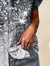 billige Blomstrete topper-Dame Skjorte Blomstret Grafisk sparkly Årgang Tropisk Daglig Ermeløs Kortermet Kappeerme Skjortekrage Lange topper Daglig Dusty Blue Gull Sommer Vår