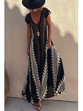 halpa Boho-mekot-Naisten Midimekko Coctail-asu Kukka mekko Boho-mekko Muoti Moderni Loma Teekutsut Bile Normaali Kukka Hihaton V kaula-aukko Musta Viini Sininen Tumman vihreä Kesä