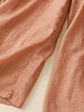 baratos Calça de linho de algodão simples-Mulheres Calças de linho de algodão Calças Roupa de rua Casual Comprimento total Natural Flor Estampado Design de cordão elástico Confortável Exterior Rua Final de semana Laranja Avermelhado Cinzento