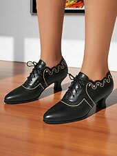 abordables années 1930-Chaussures Oxford marron à lacets et talon chaton pour femme – Escarpins brogue vintage de style rétro édouardien des années 1920 pour un usage quotidien élégant et des soirées à thème