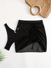 abordables Jupe portefeuille-Maillots de Bain Femme Robe de Bain Maillot de Bain Découpé Vacances Plage Couleur Unie Sans Manches Maillots de Bain