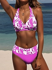 abordables Ensemble de bikinis-Maillots de bain pour femmes bikini 2 pièces maillot de bain mode stylé floral graphique sans manches