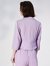 abordables Costumes-pantalons pour maman-Ensemble pantalon 2 pièces mère de la mariée invité de mariage élégant encolure en V longueur de sol chiffon extensible manches 3/4 wrap inclus avec boutons 2025 taille personnalisée gratuite