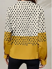 abordables Tops à Rayures et Géométriques pour Femmes-Femmes Chemise Graphique Géométrique À pois Quotidien Élégant Manche Courte manche longue Col de chemise Hauts Réguliers Quotidien Vert cendré Jaune Bleu Violet Été Printemps