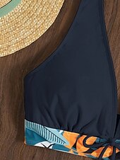preiswerte Bikini-Sets-Womens Badeanzüge Bikini 2 Teile Shorts Badeanzug Rückenfrei Schlank Urlaub Strandmode Floral Halterhals Ärmellos Badeanzüge