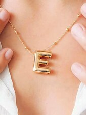 abordables Collier pour femme-Collier pendentif lettre bulle plaqué or – bijou personnalisé avec initiales de 26 lettres de l&#039;alphabet pour femmes et filles – style minimaliste tendance pour anniversaire, remise de diplôme ou usage quotidien