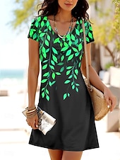 ieftine rochie florală-Pentru femei Rochie Mini Rochii Tricou Rochie A line Rochie de vară Casual Zilnic Fit regulat Floral Grafic Manșon scurt Crewneck Albastru piscină Mov Trifoi Vară Primăvară