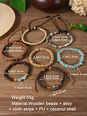 cheap Women&#039;s Bracelet-Boho Leather and Bead Bracelet Set for Men and Women – Adjustable Friendship, Tree of Life Charm – Vintage Handmade Tribal Accessories for Casual Wear, Festivals and Daily Fashion