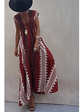 halpa Boho-mekot-Naisten Midimekko Coctail-asu Kukka mekko Boho-mekko Muoti Moderni Loma Teekutsut Bile Normaali Kukka Hihaton V kaula-aukko Musta Viini Sininen Tumman vihreä Kesä