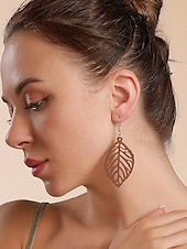 levne Dámská náušnice-dámské visací náušnice ze dřeva boho - různé geometrické tvary, lehké šperky z přírodního dřeva, ideální pro ležérní vzhled, dovolenou na pláži a letní festivaly