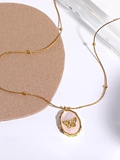 abordables Collier pour femme-Collier médaillon papillon en or pour femme - pendentif ovale de style vintage avec perles et compartiment photo caché, élégant cadeau d&#039;anniversaire, d&#039;anniversaire ou de remise de diplôme