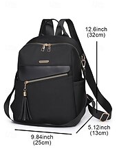 abordables Sacs à Dos de Mode-Sac à dos imperméable de grande capacité pour femme - peut être porté sur une épaule, détails de pompons élégants, fermeture à glissière, adapté au travail, à l&#039;école et à un usage quotidien
