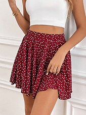 abordables Jupes graphiques-Jupe courte pour femmes culottes slim mode décontractée mini jupes taille haute graphique pois micro-élastique quotidien noir rouge bleu marine été polyester