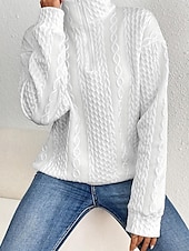 economico Top Semplici da Donna-Per donna Camicia Top Eleganti Semplice Elegante Moderno Manica Lunga Colletto a Camicia Top Regolari Quotidiano Ferie Zip a un quarto Bianco Primavera Autunno