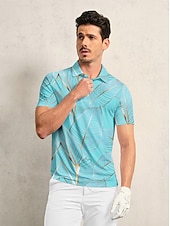 tanie Pánské golfové oblečení-Męskie Koszulka polo Niebieski Krótki rękaw Top Strój golfowy Ubrania Stroje Noś odzież