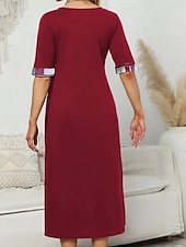 ieftine Rochii cu dungi și geometrice-Pentru femei Rochii Midi Rochie A line Vacanță Casual În aer liber Ieșire Fit standard Grafic Plisat Manșon Jumate Crewneck Negru Galben Roșu Vin Mov Vară
