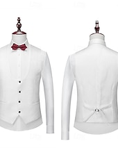abordables Dîner de fête-Tuxedos de mariage pour hommes Homecoming blanc rose mode formelle couleur unie coupe standard 3 pièces simple boutonnage un bouton