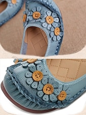 preiswerte Ballerinas für Damen-Damen-Ballerinas aus hochwertigem Leder mit Blumen- und Rüschendesign – bequemer Retro-Stil für Frühlingsspaziergänge im Garten, Wochenendbrunch und tägliche Besorgungen