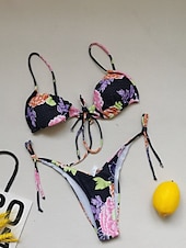 abordables Ensemble de bikinis-Maillots de bain pour femmes Bikini 2 pièces Maillot de bain thong Dos nu Slim Mode de vacances Couleur unie Col en V Sans manches Maillots de bain
