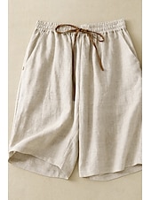 ieftine Pantaloni scurți din bumbac in-Pentru femei Pantaloni scurți din bumbac in Pantaloni Scurți Pantaloni Șic Stradă Casual Scurt Natural Simplu Buzunar Design Elastic cu Cordon Confortabil Exterior Comfortabil Stradă Casul / Zilnic