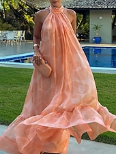 baratos Vestidos para Convidadas de Casamento-Vestidos de noiva Linha A Halter pescoço Sem Manga Longo Chiffon Vestidos de noiva Com Pregas 2025