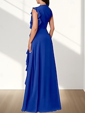 baratos Vestidos para Madrinhas-Vestido de dama de honra em corte A, decote redondo, sem mangas, elegante, longo, chiffon com babados / franzido 2025