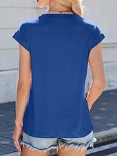 abordables T-shirt uni-T-shirt femme couleur unie plain mode élégant classique manches courtes col rond hauts réguliers quotidien week-end blanc rose bleu vert été