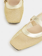 olcso Női lapos sarkú cipők-női aranyhálós mary jane flats – elegáns alacsony sarkú randevús cipő csatos pánttal hétköznapi kirándulásokhoz és mindennapi viselethez