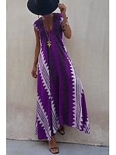 halpa Boho-mekot-Naisten Midimekko Coctail-asu Kukka mekko Boho-mekko Muoti Moderni Loma Teekutsut Bile Normaali Kukka Hihaton V kaula-aukko Musta Viini Sininen Tumman vihreä Kesä