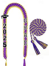 cheap Women&#039;s Scarves-Class of 2025 Graduation Honor Cord 2-Piece Set – Braided purple, gold and black graduation cape with tassel and cap design for high school and college seniors