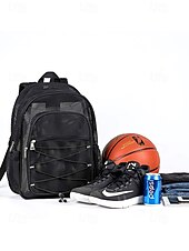 billiga Högskoleryggsäckar-svart grå nätryggsäck med fack med dragkedja, justerbar axelrem, unisex, modedesign - lämplig för skola, sport, fitness och daglig användning