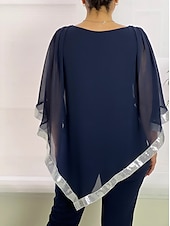 levne Máminy kalhotové kostýmy-Dvoudílné Kalhoty Šaty pro matku nevěsty Elegantní Jednoduchý Minimalistické Tričkový Po kotníky Šifón Poloviční rukáv s Sklady Flitry 2025