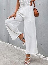 economico Pantaloni in lino e cotone semplici-Pantaloni ampi in cotone e lino da donna A tinta unita Chinos Pantaloni baggy Leggings Basic Casual Lunghezza intera Vita alta Semplice Pockets Fascia elastica Comfort All&#039;aperto Micro-elastico