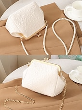levne Psaníčka a kabelky na večer-dámská vintage kabelka s perleťovou rukojetí – elegantní saténová crossbody kabelka s texturou na svatby, večírky a formální události