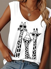 economico Canotta Animali-Per donna Canotta a canotta Grafico Animale Graffiti Quotidiano Casual Senza Maniche Girocollo Scollo Tondo Top Regolari Quotidiano Stampato Nero Bianco Rosa Blu Viola Estate