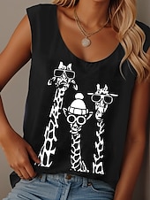 economico Canotta Animali-Per donna Canotta a canotta Grafico Animale Graffiti Quotidiano Casual Senza Maniche Girocollo Scollo Tondo Top Regolari Quotidiano Stampato Nero Bianco Rosa Blu Viola Estate