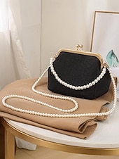 levne Psaníčka a kabelky na večer-dámská vintage kabelka s perleťovou rukojetí – elegantní saténová crossbody kabelka s texturou na svatby, večírky a formální události