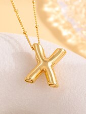 abordables Collier pour femme-Collier pendentif lettre bulle plaqué or – bijou personnalisé avec initiales de 26 lettres de l&#039;alphabet pour femmes et filles – style minimaliste tendance pour anniversaire, remise de diplôme ou usage quotidien