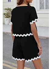 abordables Ensembles courts pour femmes-Ensembles de shorts de mode streetwear pour femmes en 2 pièces à manches courtes à col rond en couleur unie imprimé décontracté quotidien noir rose bleu été coupe régulière