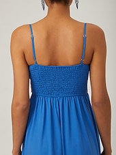 abordables Robes décontractées-robe camisole en tissu Tencel à ourlet ondulé et blocs de couleurs