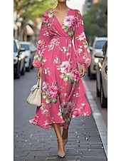 economico Abito Floreale-Per donna Abito maxi Abito Pieghettato Abito aderente Abito aderente e svasato Compleanno Casual Formale Ufficio Data Vestibilità regolare Floreale Grafico Senza Maniche Scollo a V blu navy Champagne