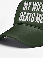 cheap Men&#039;s Hats-Men&#039;s Distressed Graphic ，Humorous &#039;My Wife Beats Me&#039; Print Baseball Cap - Funny Design, Adjustable Snapback Cap, Casual Street Style, Suitable for Outdoor, Travel or Summer Activities