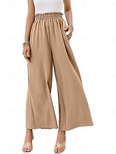 economico Pantaloni in lino e cotone semplici-Pantaloni ampi in cotone e lino da donna A tinta unita Chinos Pantaloni baggy Leggings Basic Casual Lunghezza intera Vita alta Semplice Pockets Fascia elastica Comfort All&#039;aperto Micro-elastico