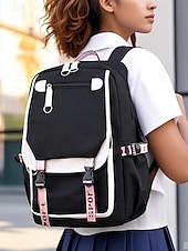 tanie Plecaki studenckie-Dziewczęcy plecak kampusowy z ładowarką USB i portem ładowania - lekka, wodoodporna torba na laptopa z nylonu, modny wielokolorowy plecak podróżny dla studentów, nastolatków i do codziennego użytku